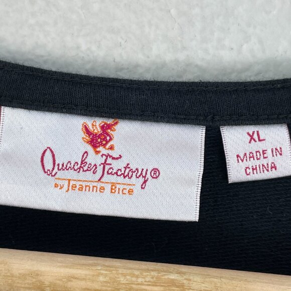 Quacker Factory Womens XL Holiday Embroidered Long Sleeve Top Black Christmas - Picture 4 of 6